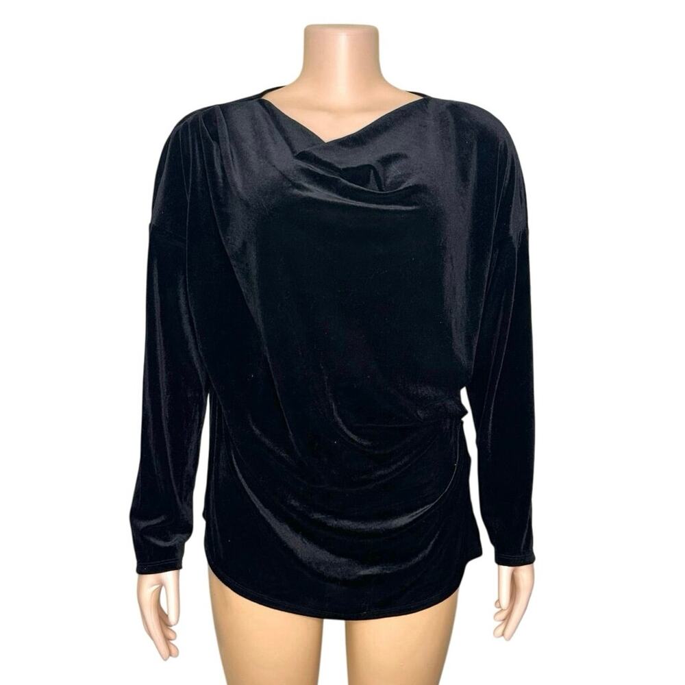 Express Women’s Faux Suede Long Sleeve Blouse Size Large‎ Black